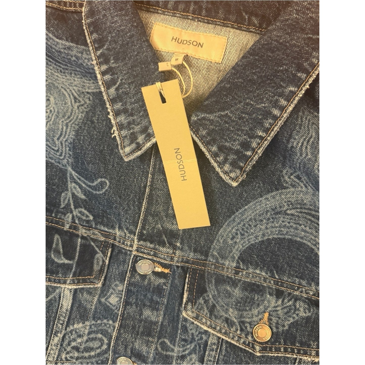 HUDSON Paisley Print Boyfriend Trucker Denim Jacket NWT Medium