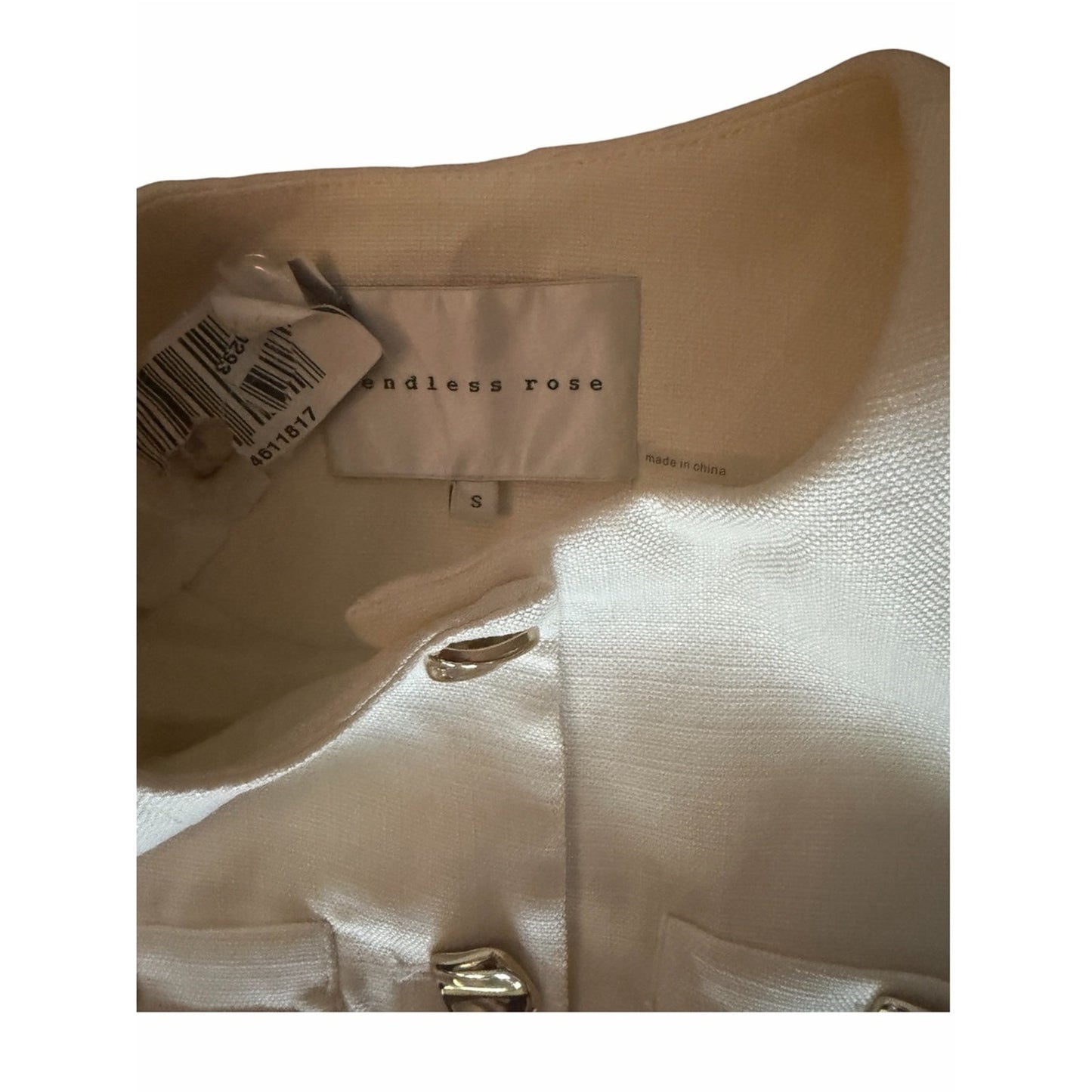 NWT Endless Rose Cream Tailored Long Vest Gold Button Blazer Vest Size Small