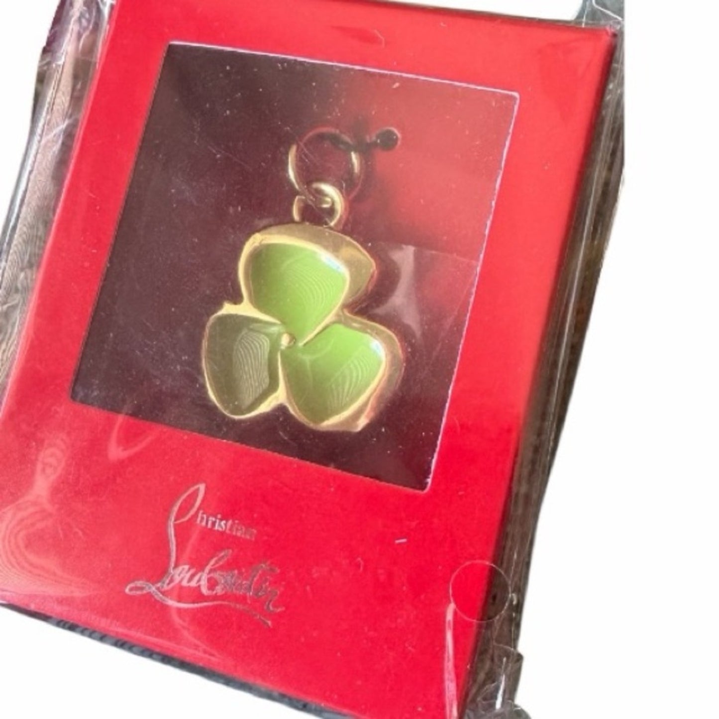 Christian Louboutin Clover Charm in Gold and Green NIB