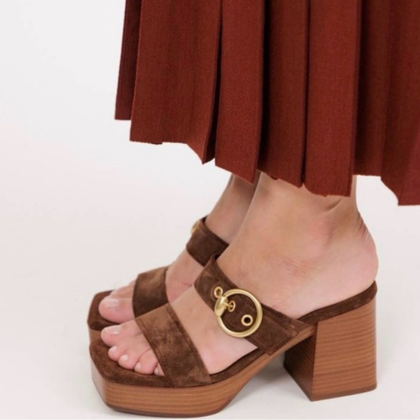 Gianvito Rossi Brown Suede Boho 70’s Style Platform Sandals | NEW | 36.5