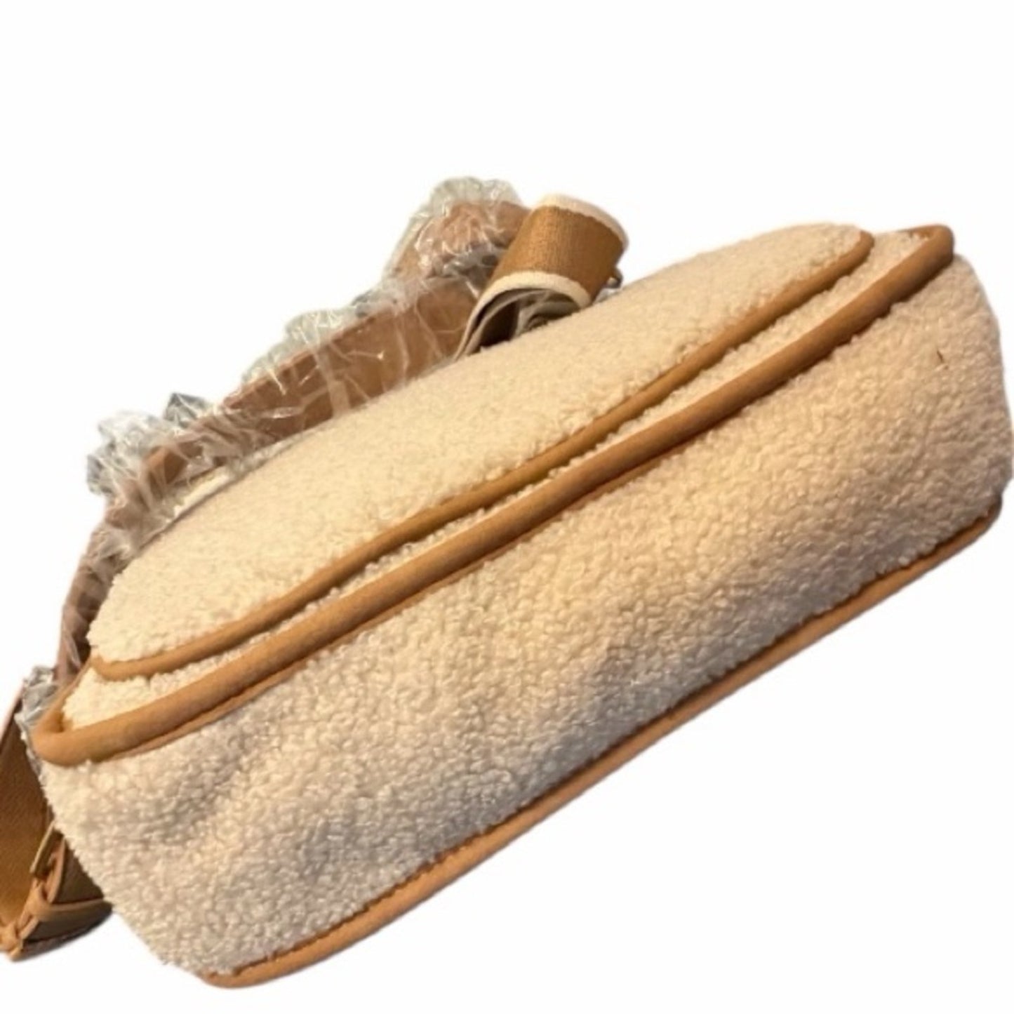 Faux Fur Sherpa Fairycore Crossbody & Shoulder Bag – 2 Straps – Cream/Tan – NWT