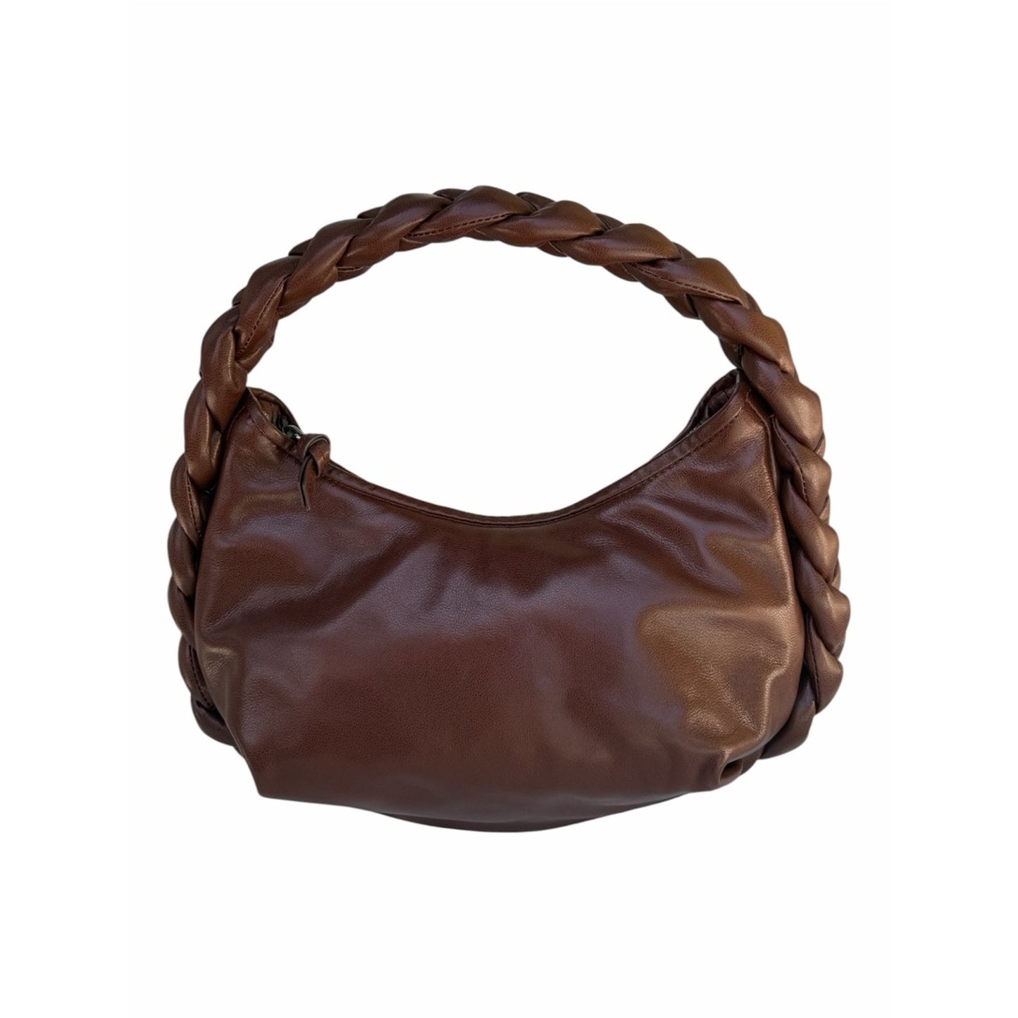 HEREU Espiga Braided Leather Hobo Shoulder Bag Chocolate Brown NEW w/Dust Bag