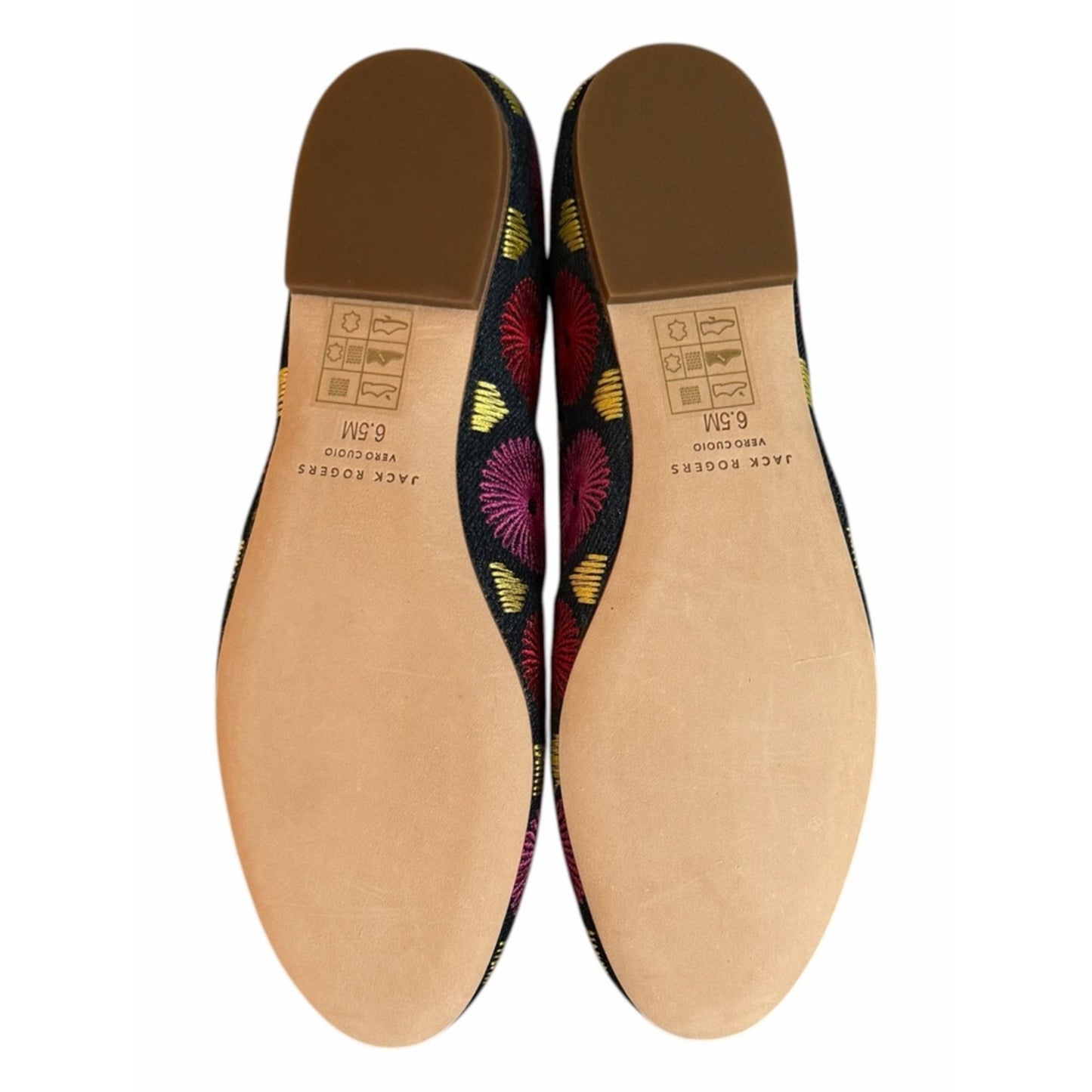 Jack Rogers Bettie Flower Ballet Flats Denim Embroidered Bow NOB Size 6.5