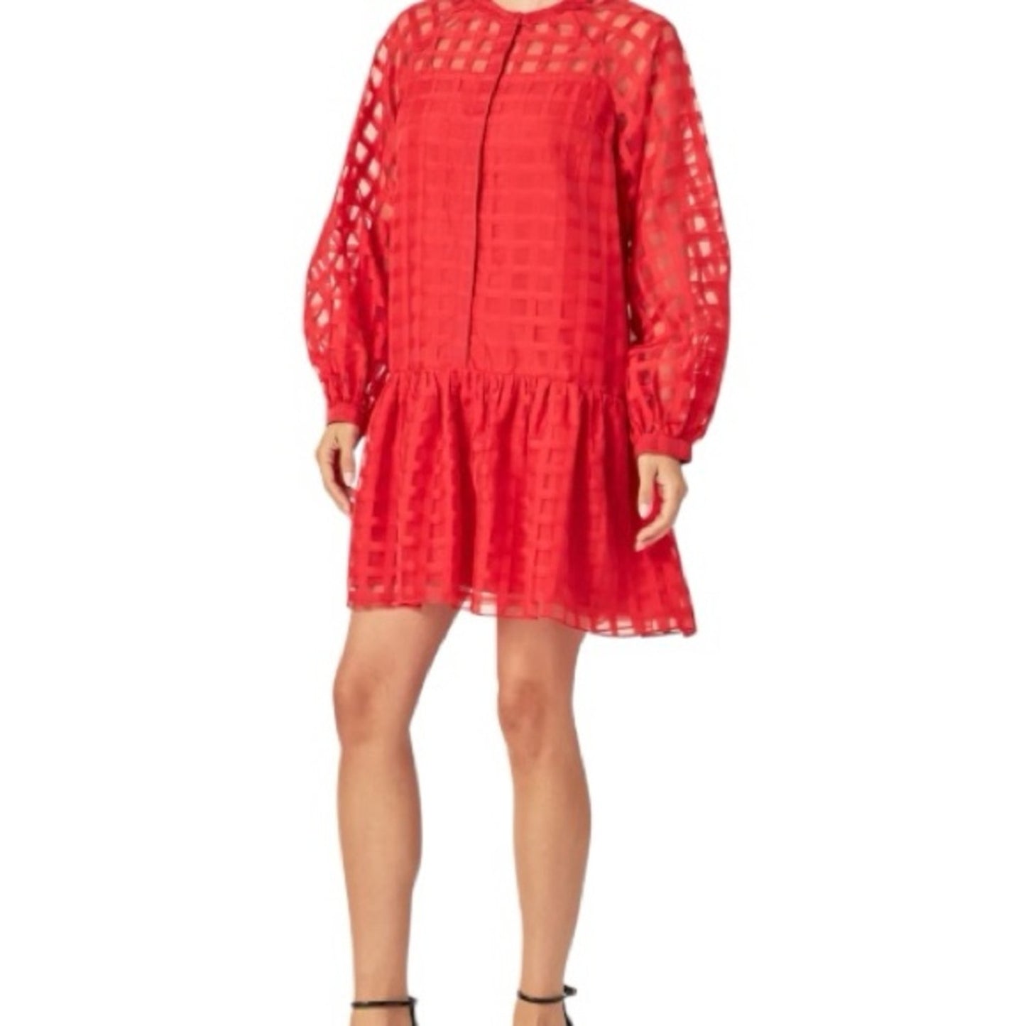 NWT Tuckernut Red Sheer Organza Checkered Mini Dress Women's Size M