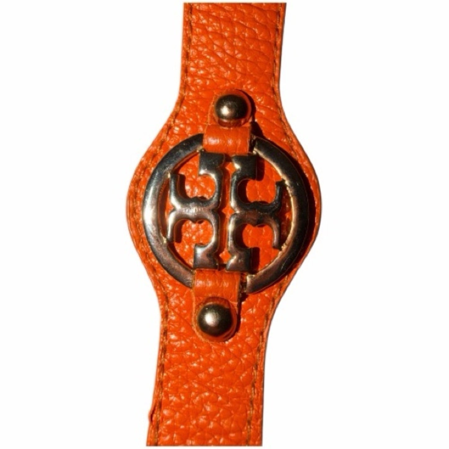 Vintage Tory Burch Orange Leather Cuff Bracelet Gold Tone Hardware