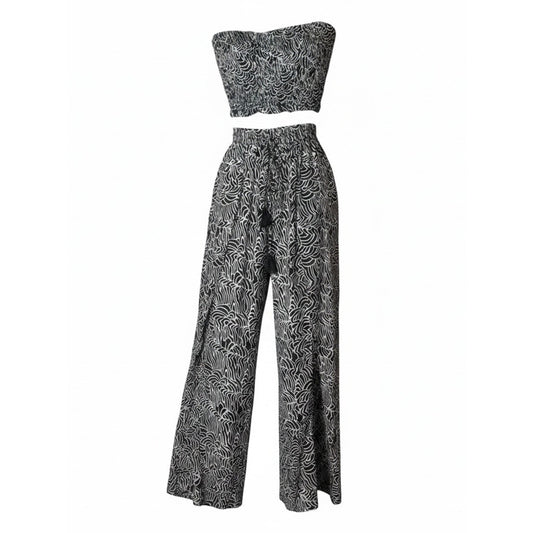 Tiare Hawaii NWT Black & White Resort Pants + Matching Smocked Tube Top Med