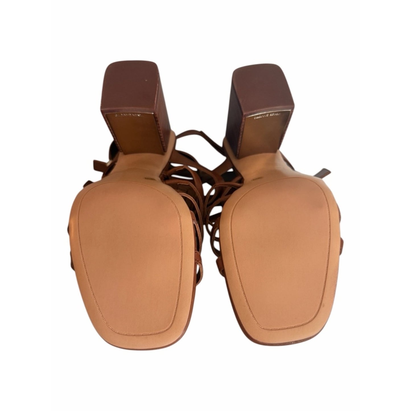 Vince Camuto Hicheny Leather Gladiator Sandals Brown, Block Heel Size 12 NIB