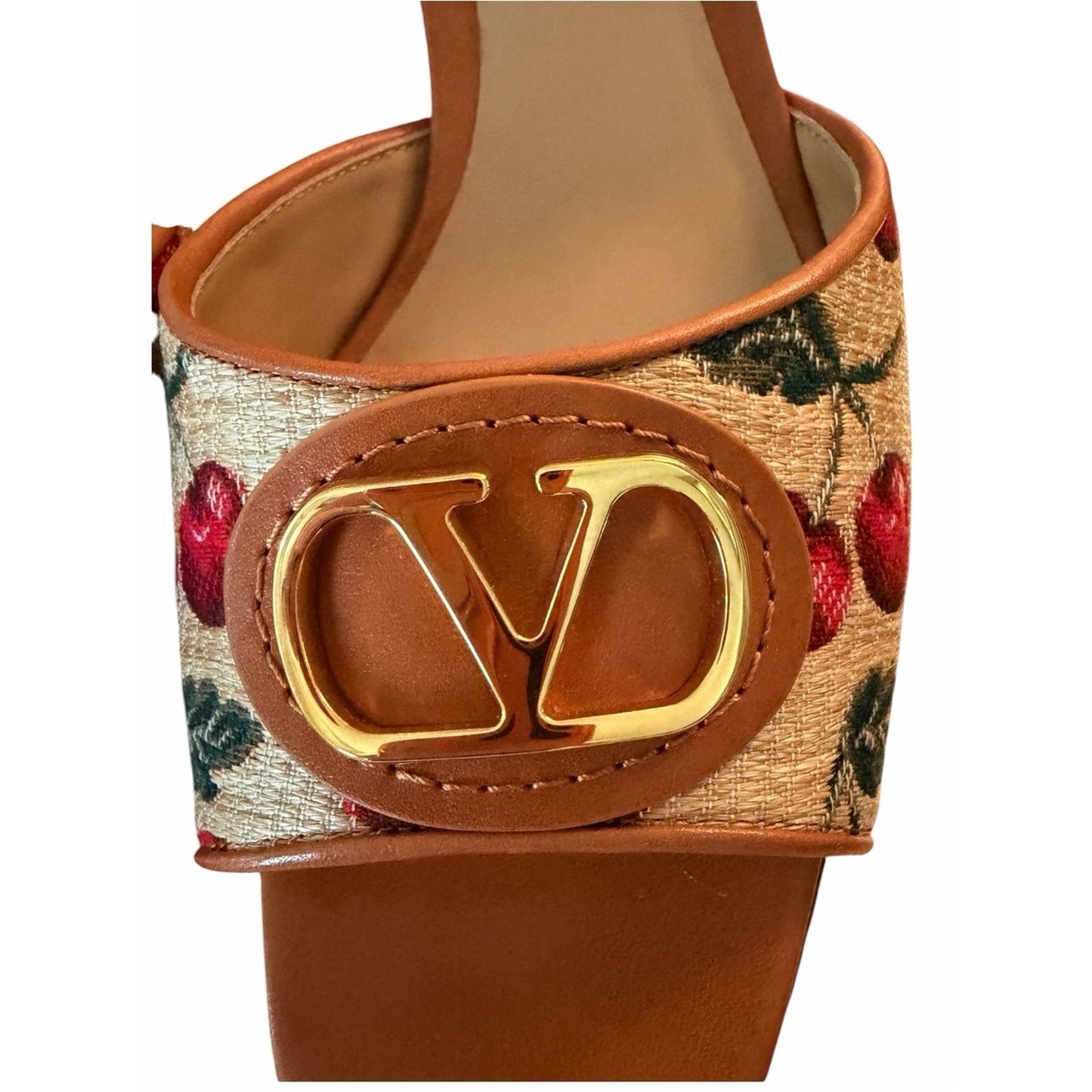 Valentino Garavani VLogo Cherryfic 60mm Slide Sandals EU 38 NIB MSRP $950