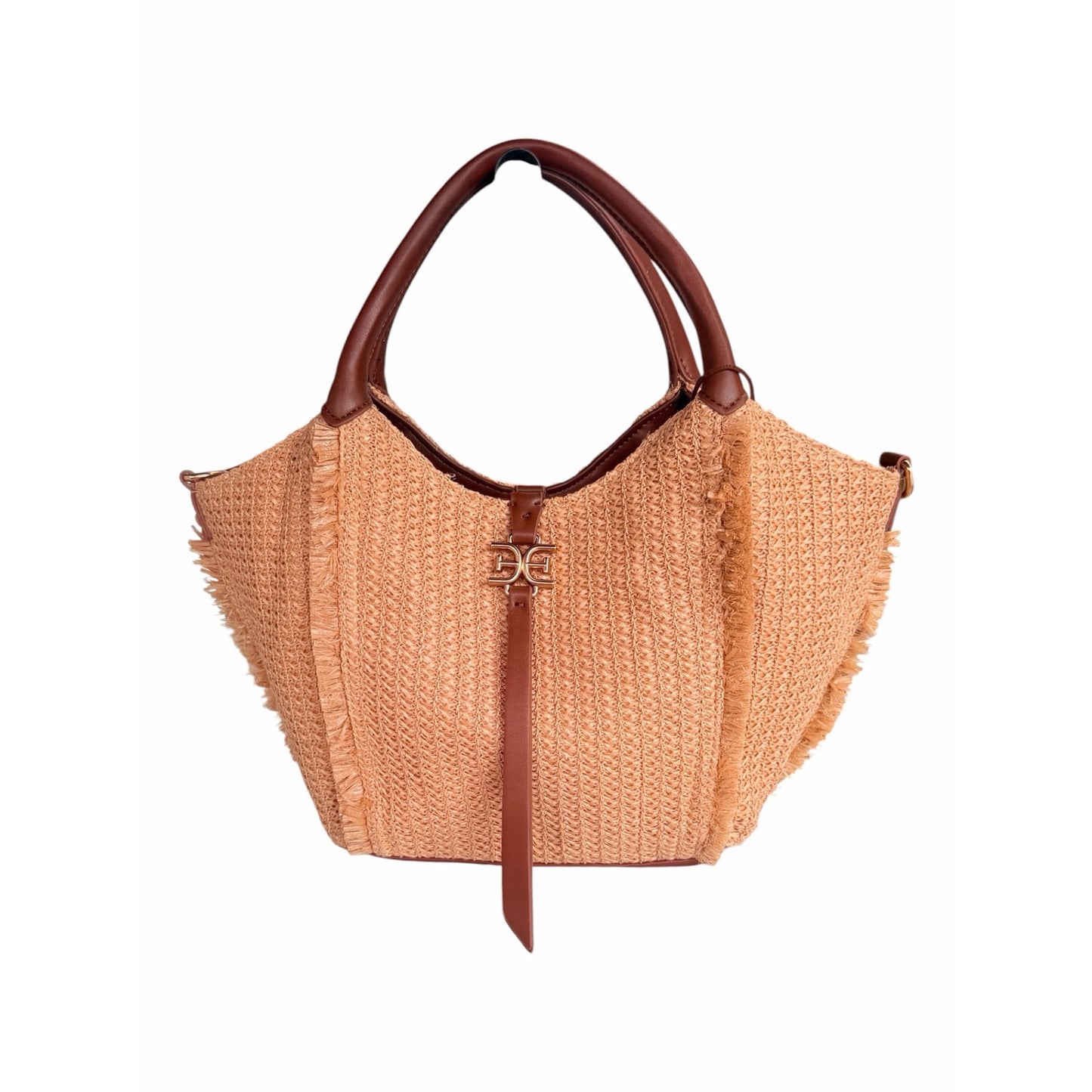 Sam Edelman Irina Large Raffia Woven Tote Bag Cognac NWT Crossbody Strap
