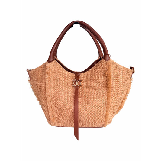 Sam Edelman Irina Large Raffia Woven Tote Bag Cognac NWT Crossbody Strap