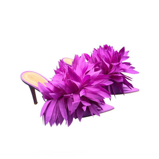 Gianvito Rossi Daniah Orchid Floral Satin Mules Size 39 NIB