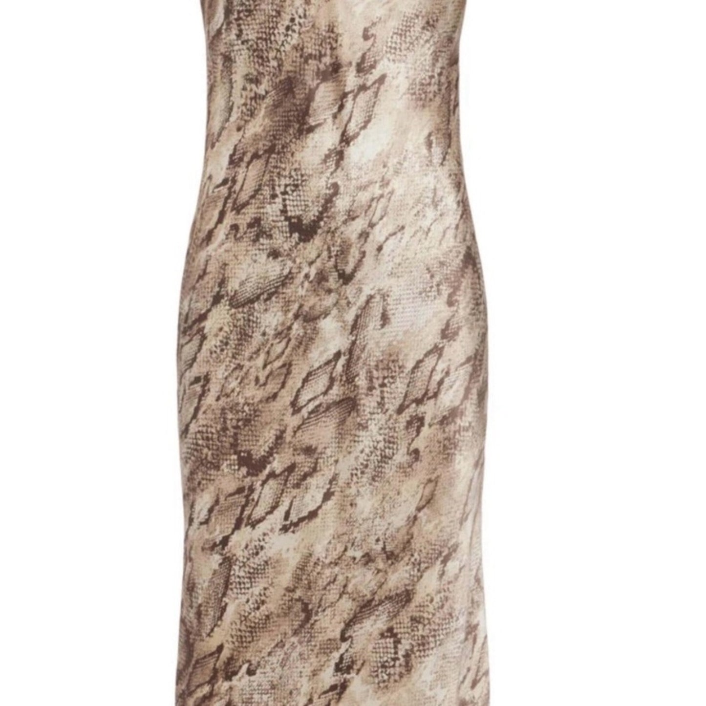 L’AGENCE Silk Snake Print Slip Dress Tan Midi Spaghetti Strap Size 10 NWT