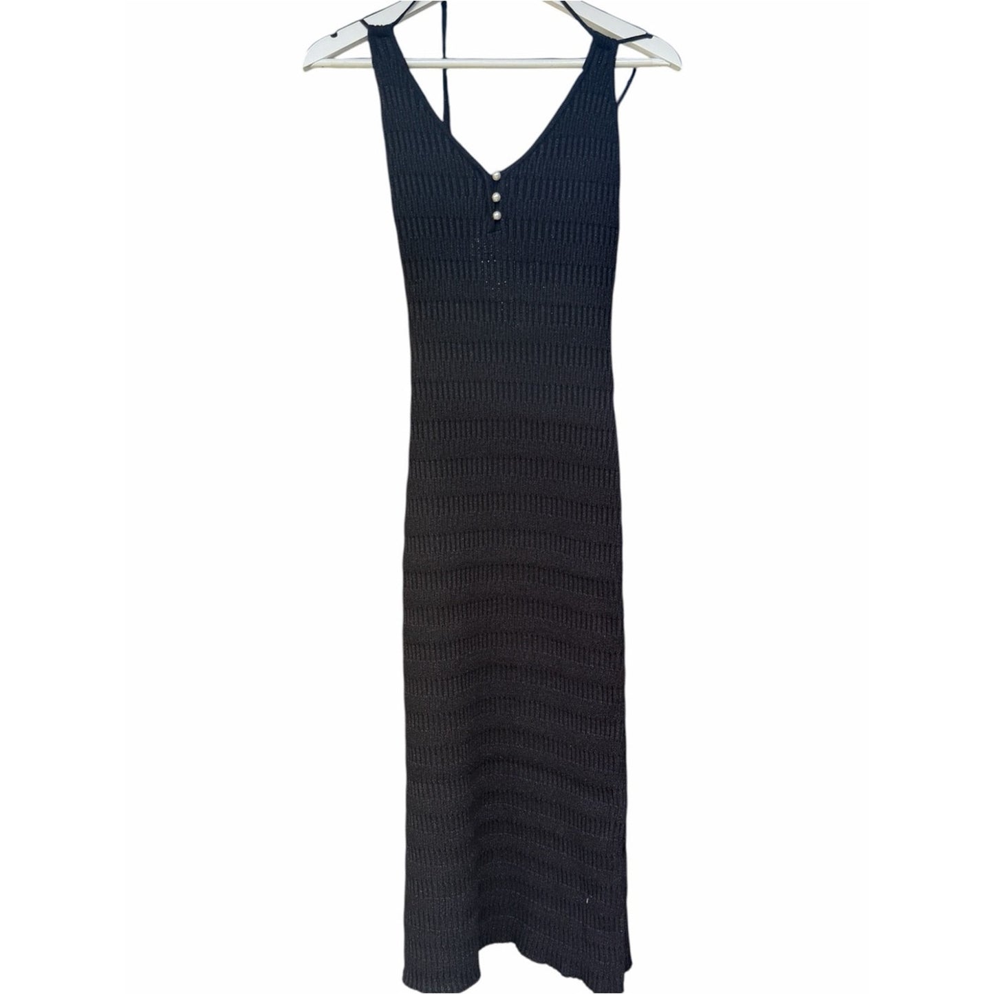 Torn by Ronny Kobo Ingrid Black Knit Maxi Dress NWT Size Med