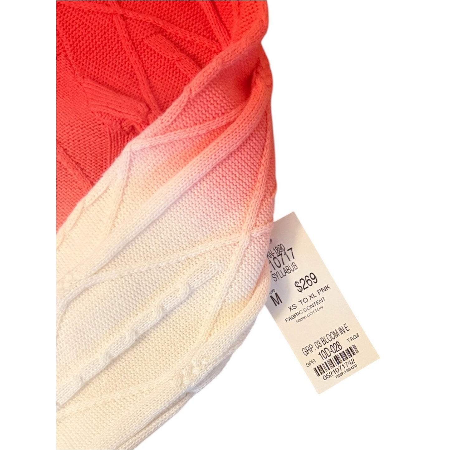 Etcetera Ombre Cotton Cable Knit Sweater NWT Medium Coastal Resort