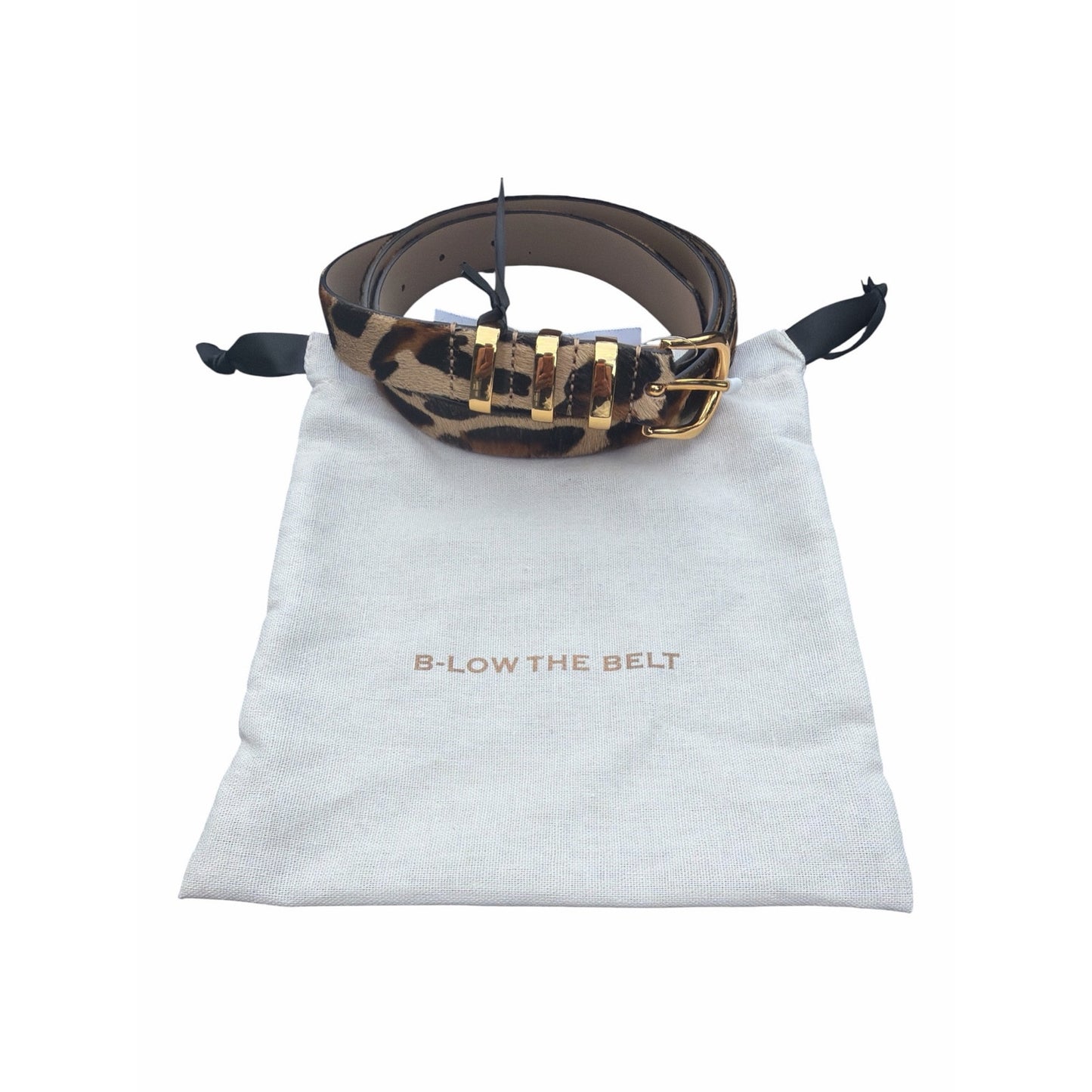 B-Low The Belt Kad Leopard Calf Hair Hip Belt XL NWT Made in Italy Gold Hardware