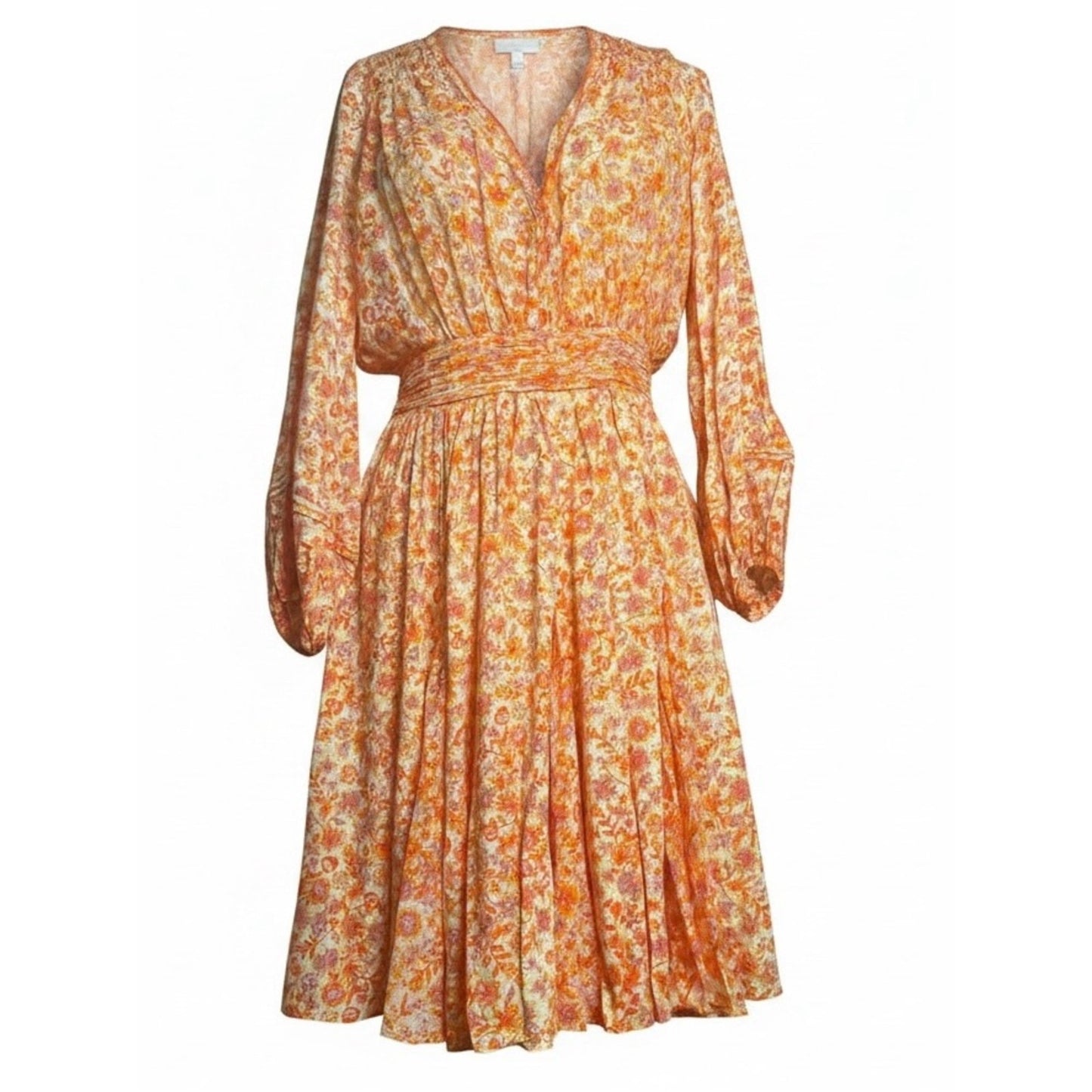 Poupette St Barth Annabelle V Orange Mayflower Floral Mini Dress M NWT