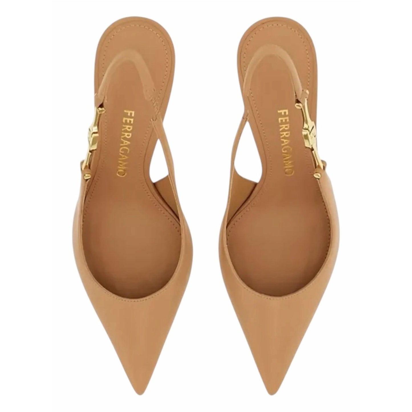 Ferragamo Tally 70 Amaretti Leather Slingback Pumps 8C Wide NIB