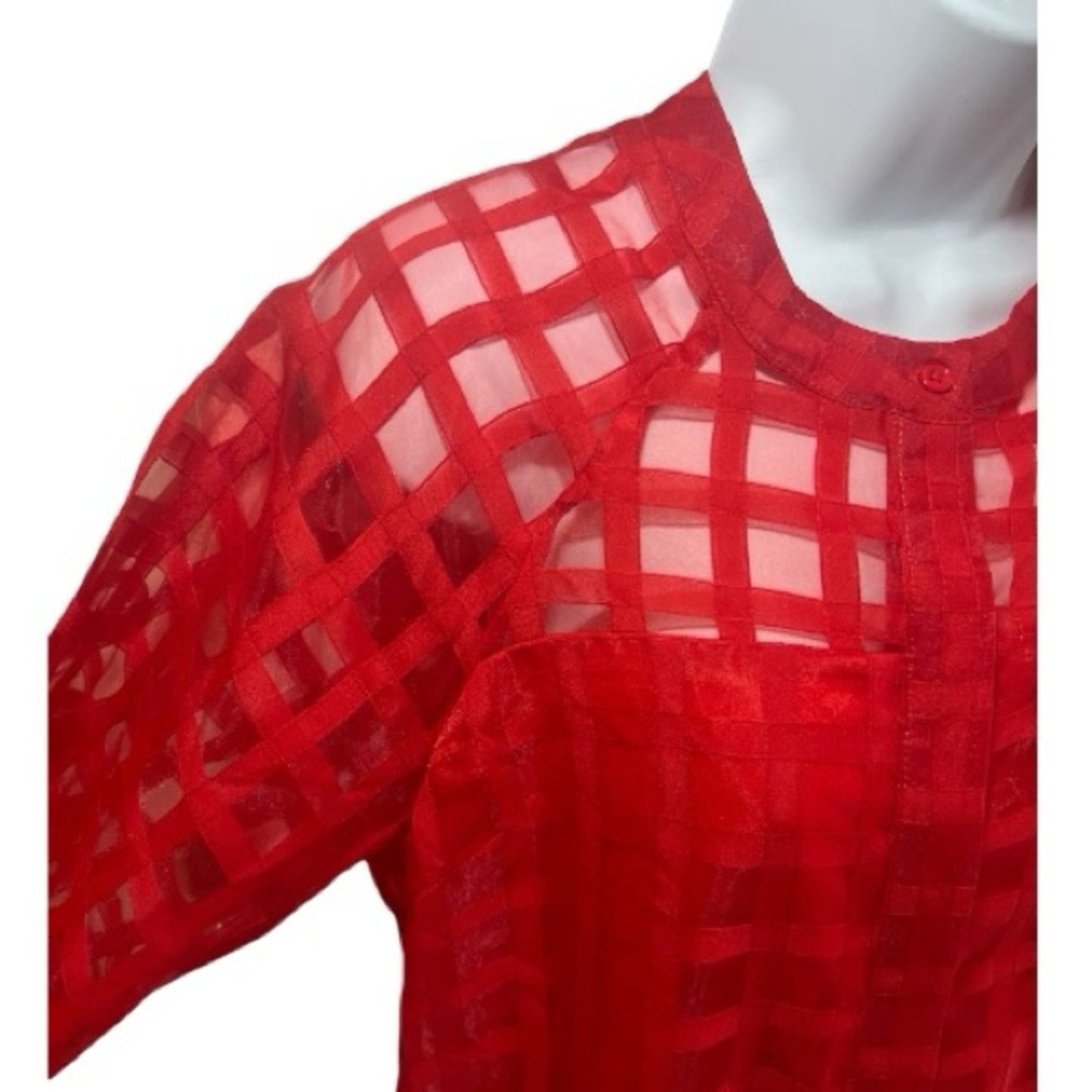 NWT Tuckernut Red Sheer Organza Checkered Mini Dress Women's Size M