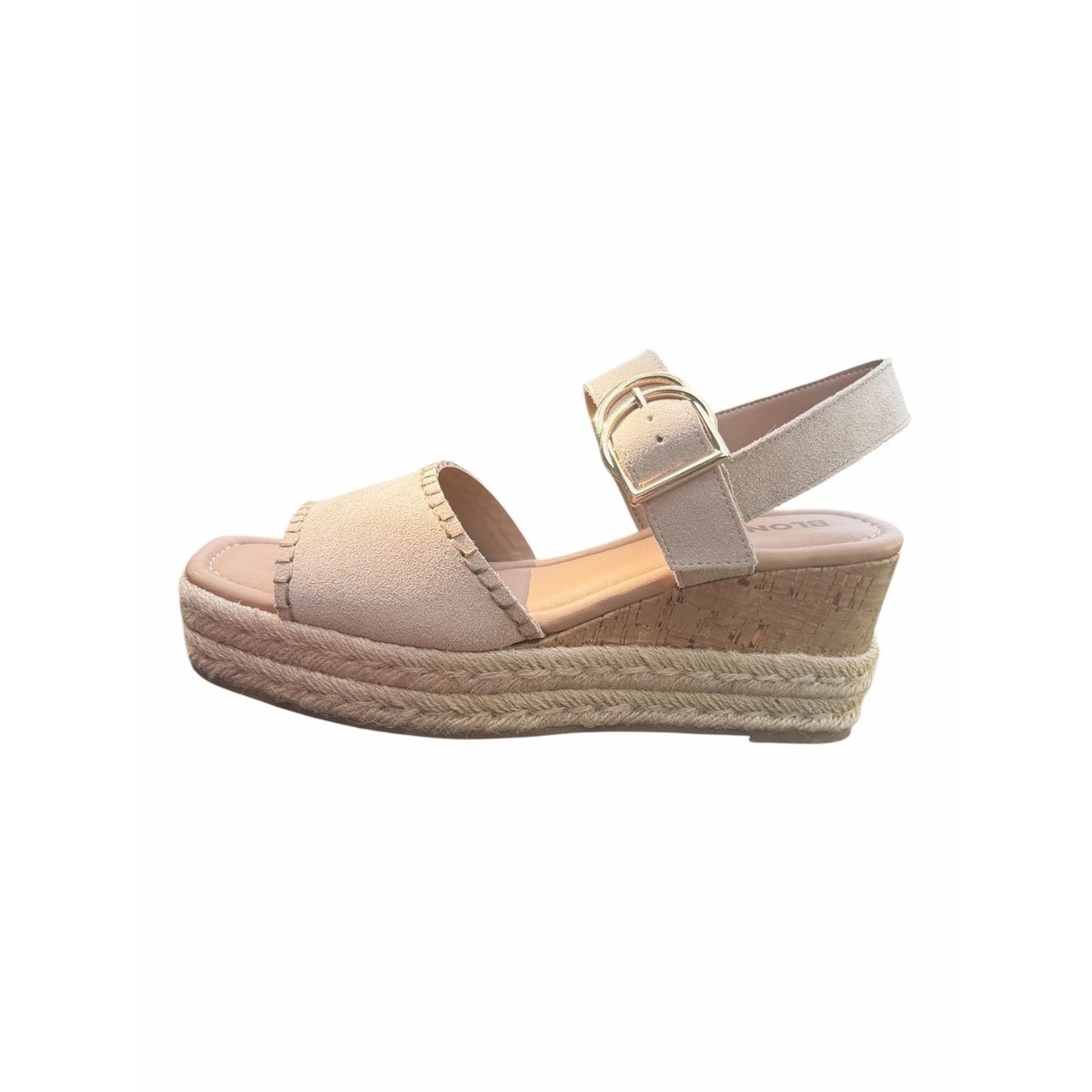 Blondo Leather Espadrille Wedge Sandals Nude Beige Size 10 NEW In Box