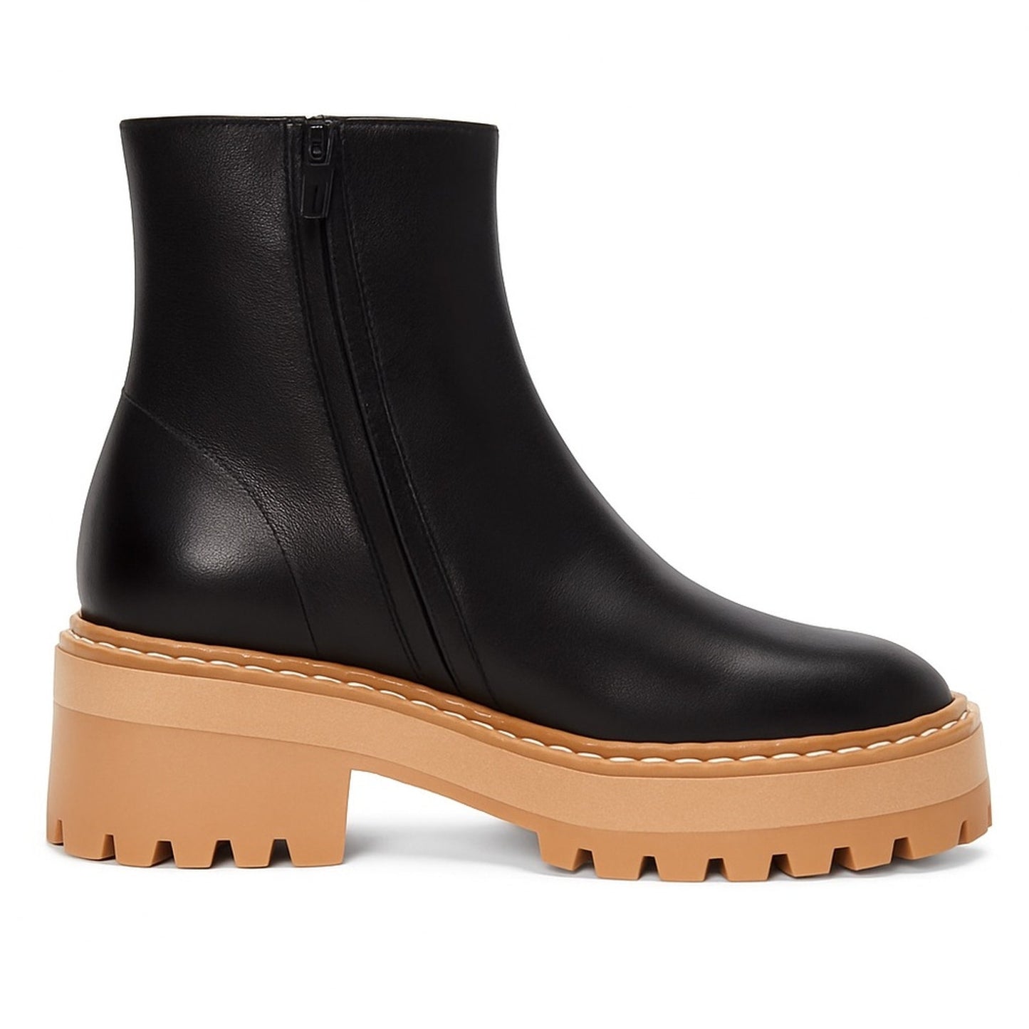 Proenza Schouler Black Lug Sole Leather Ankle Size 7 Boots NIB