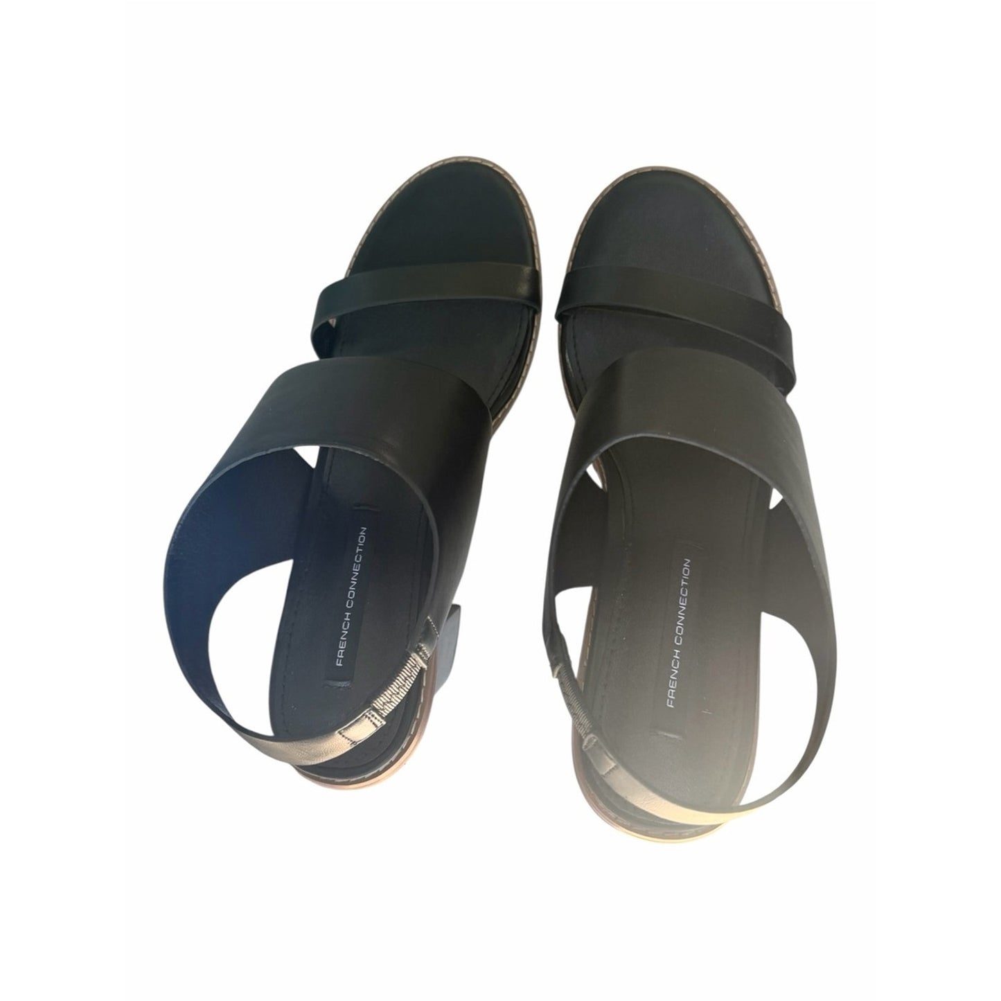 French Connection Lori Black Block Heel Slingback Sandals NIB Size 8.5