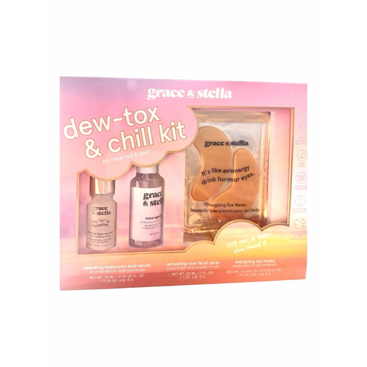 Grace & Stella Dew-Tox & Chill Kit Set -7 Piece Set-  NIB
