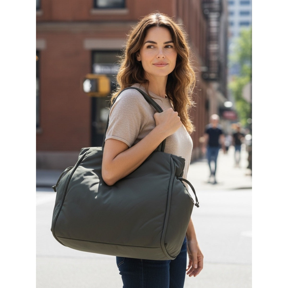 NEW Large Black Nylon Puffer Tote Bag - On 34th- Work Gym Travel