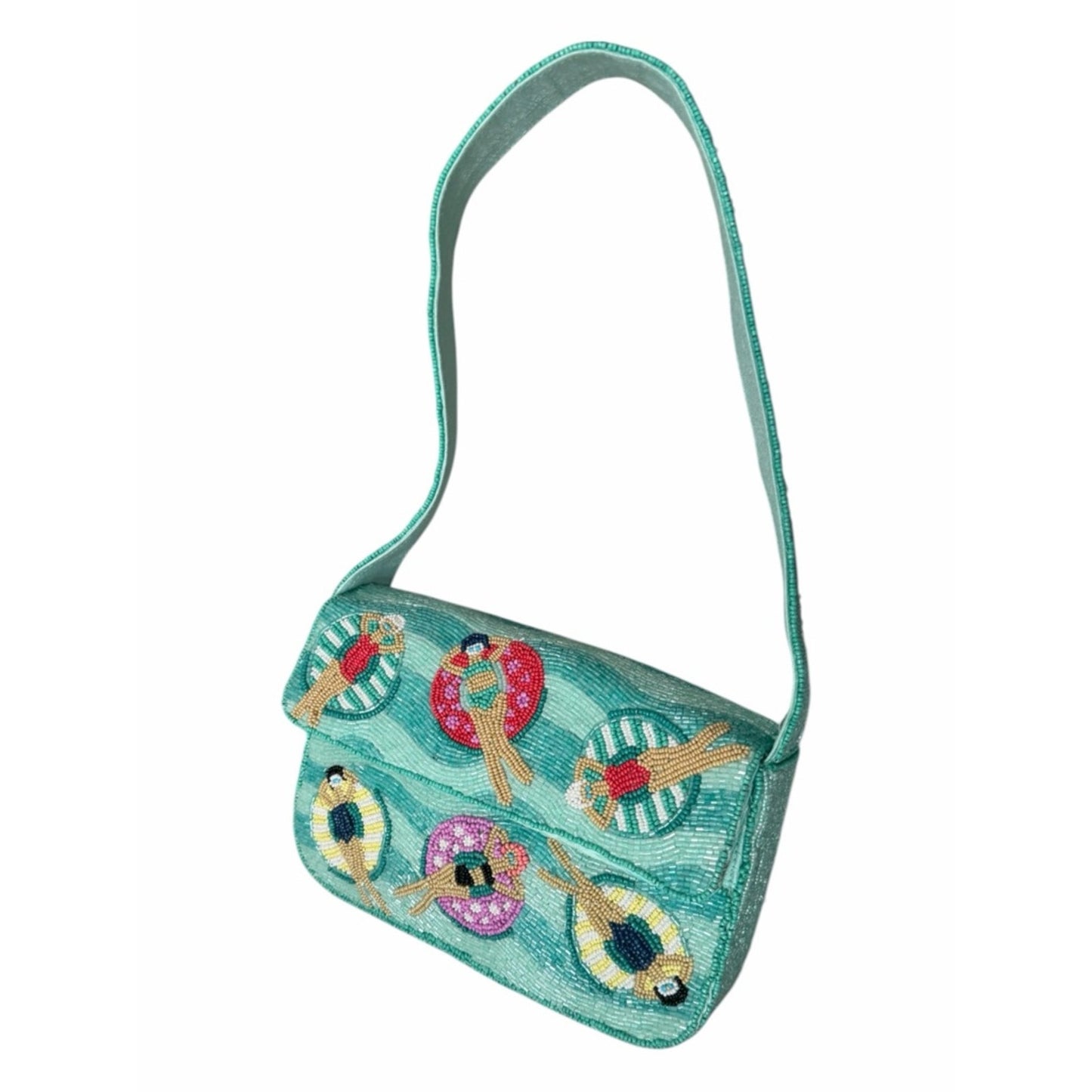 Beaded Statement Shoulder Bag | Resort Vacation Miami Art Deco Style Purse NWT