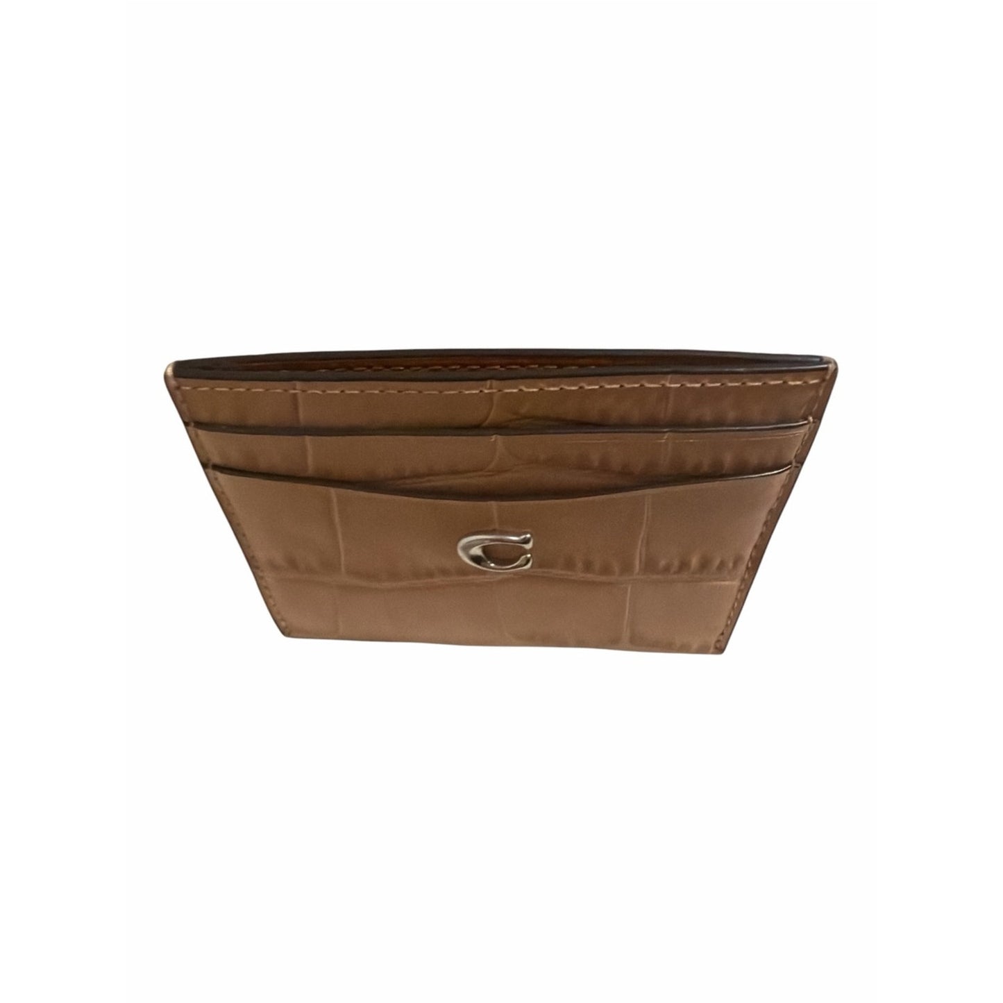 NWT Coach Essential Card Case Buff Croc Embossed Leather Card Holder