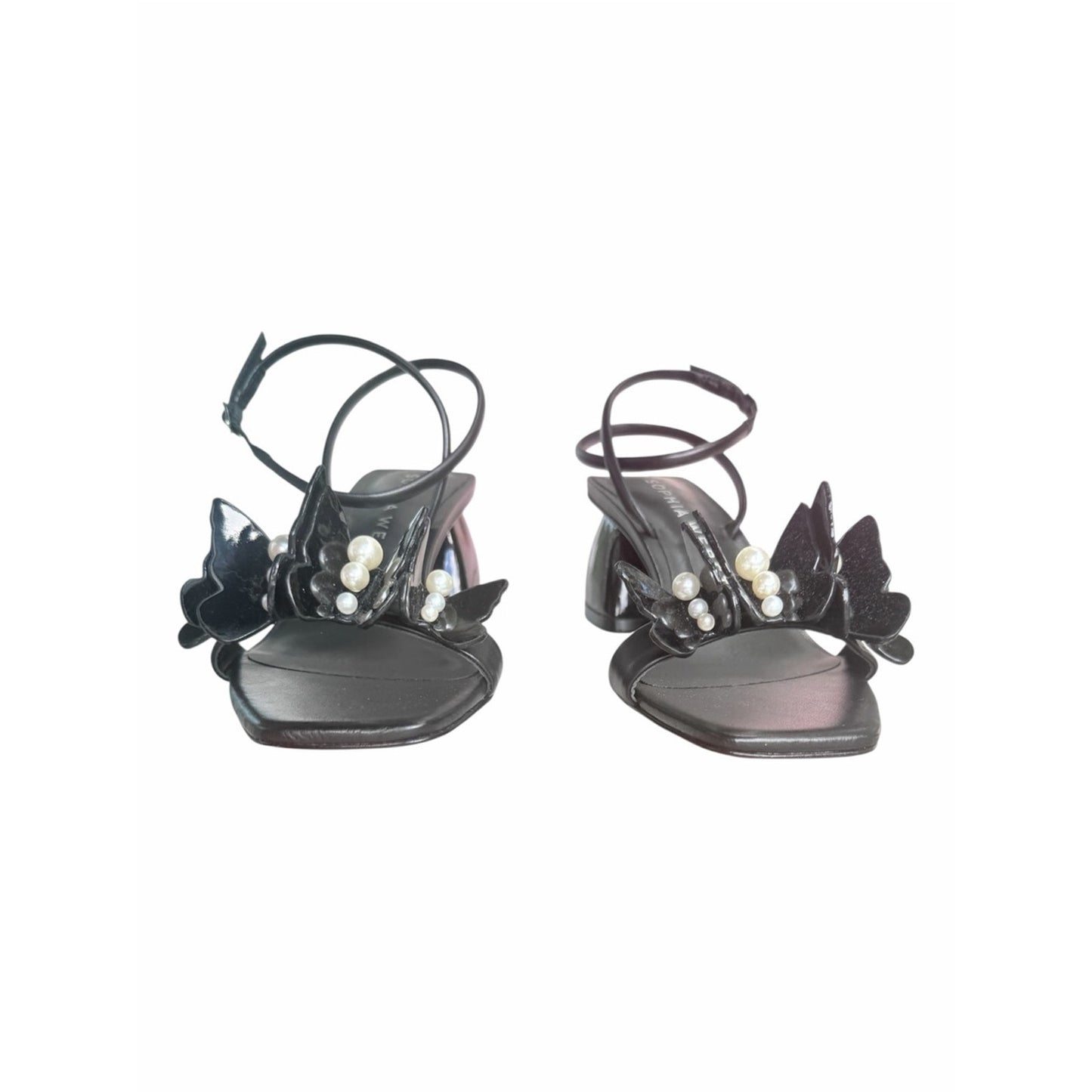 Sophia Webster Fairycore Vanessa Pearl Butterfly Mid Block Sandals Black 38 NIB
