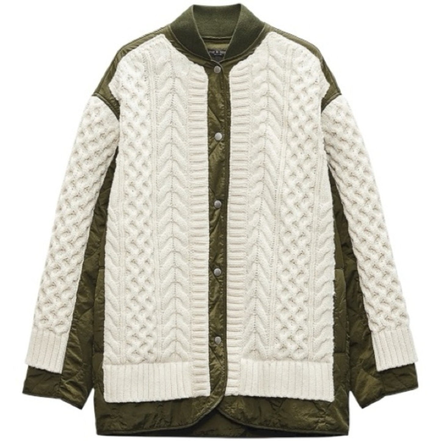 NWT Rag & Bone Winnie Mixed Media Jacket - Cream & Olive Woman’s size Med