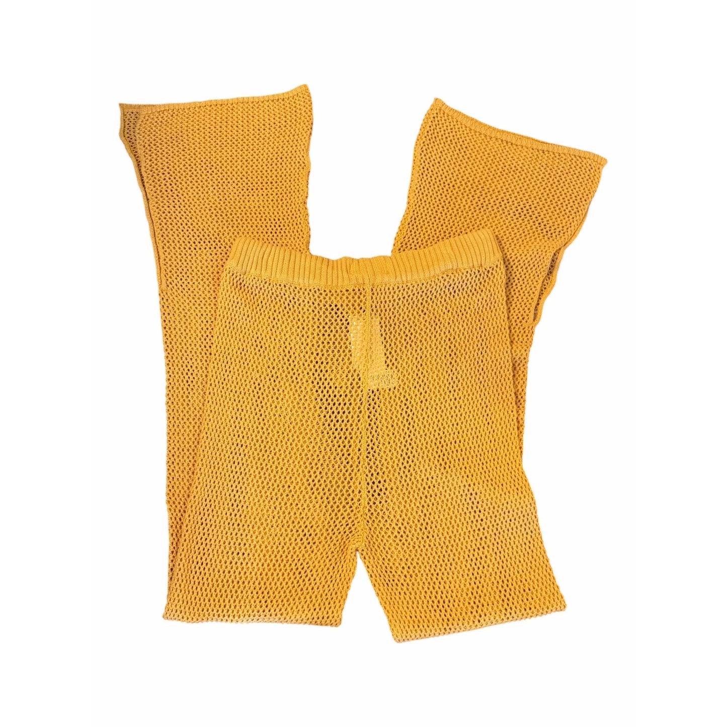 Space Los Cabos Crochet Cover-Up Pants XL NWT Mustard 100% Cotton Beach Resort