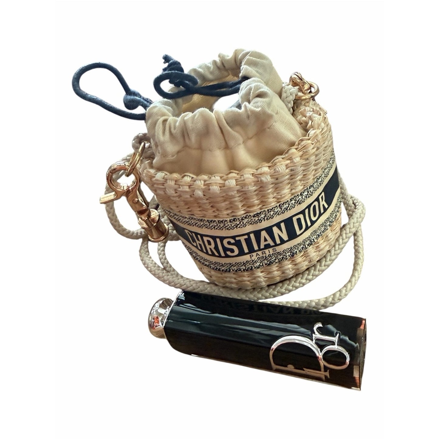 Christian Dior Beauty Mini Raffia Bucket Crossbody Bag New