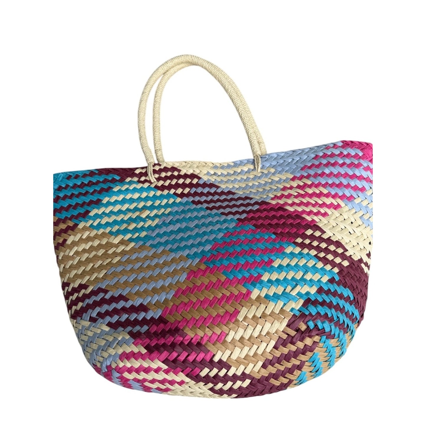 Aqua NWT Woven Paper Straw Tote Beach Resort Vacation Coastal Chic