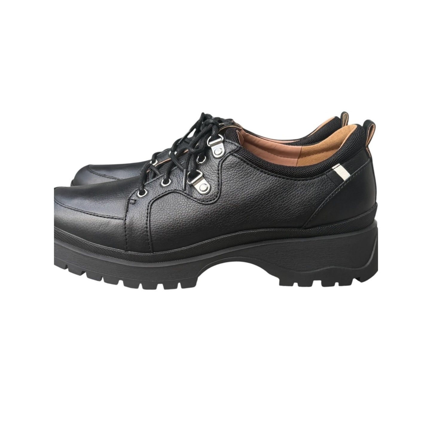 Paolo Rielo-L Black Leather Lug Sole Oxfords NIB Women’s 9M