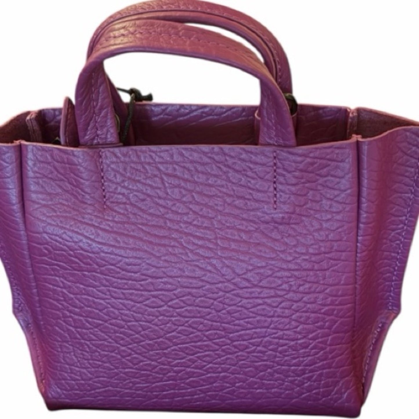 Ampersand As Apostrophe Micro Tote In Deep Magenta - Buffalo Leather