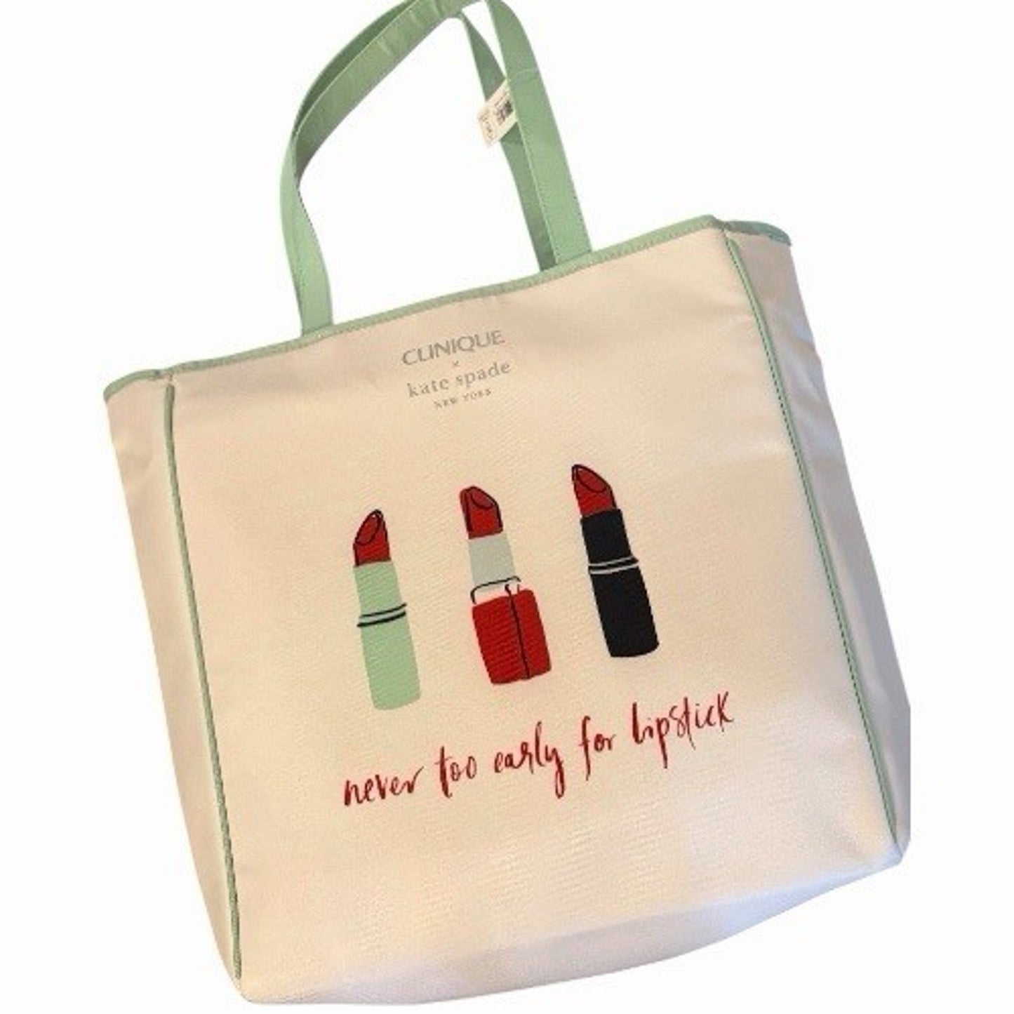 Clinique x Kate Spade Shopping Shoulder Travel Tote Large Pink Lipstick Bag