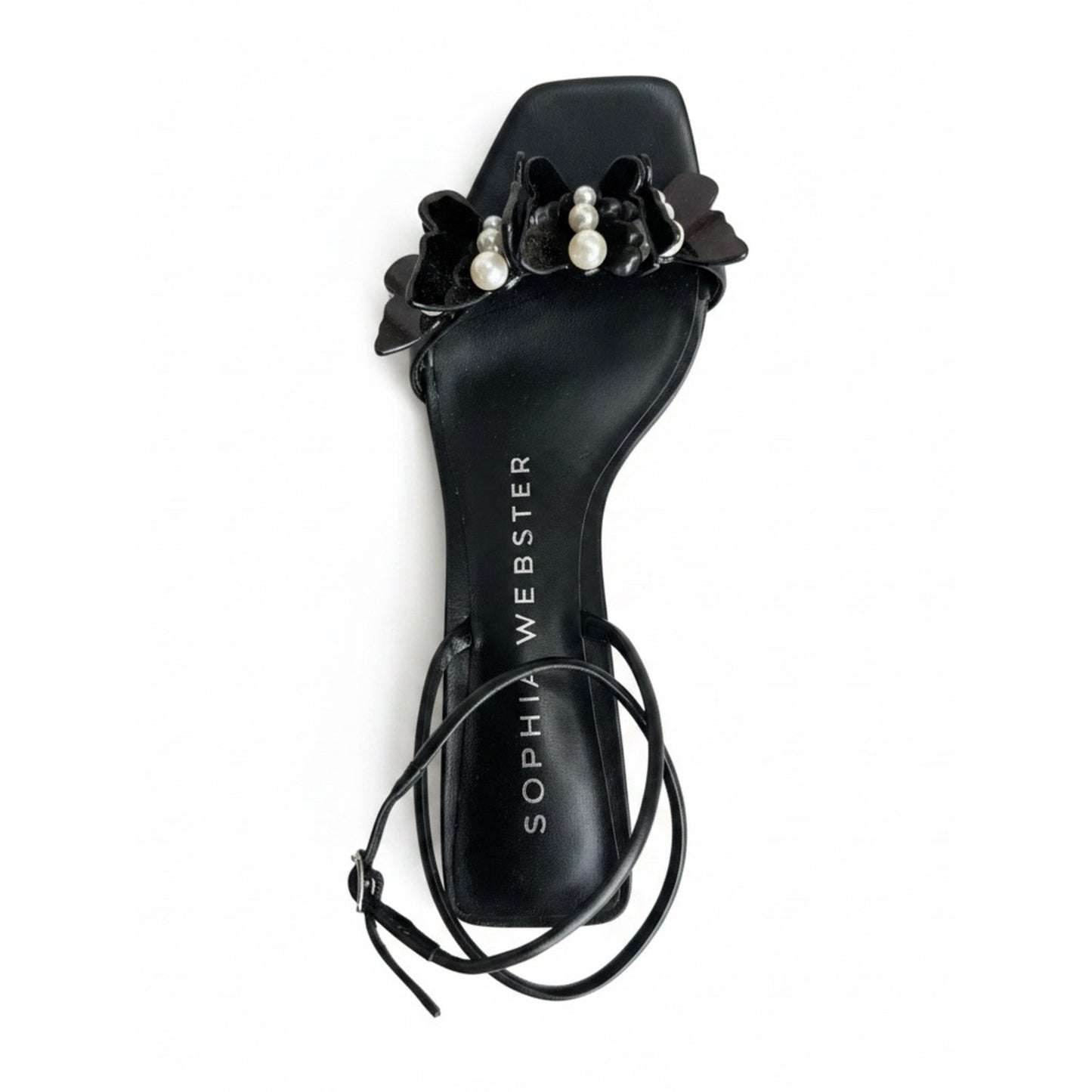 Sophia Webster Fairycore Vanessa Pearl Butterfly Mid Block Sandals Black 38 NIB