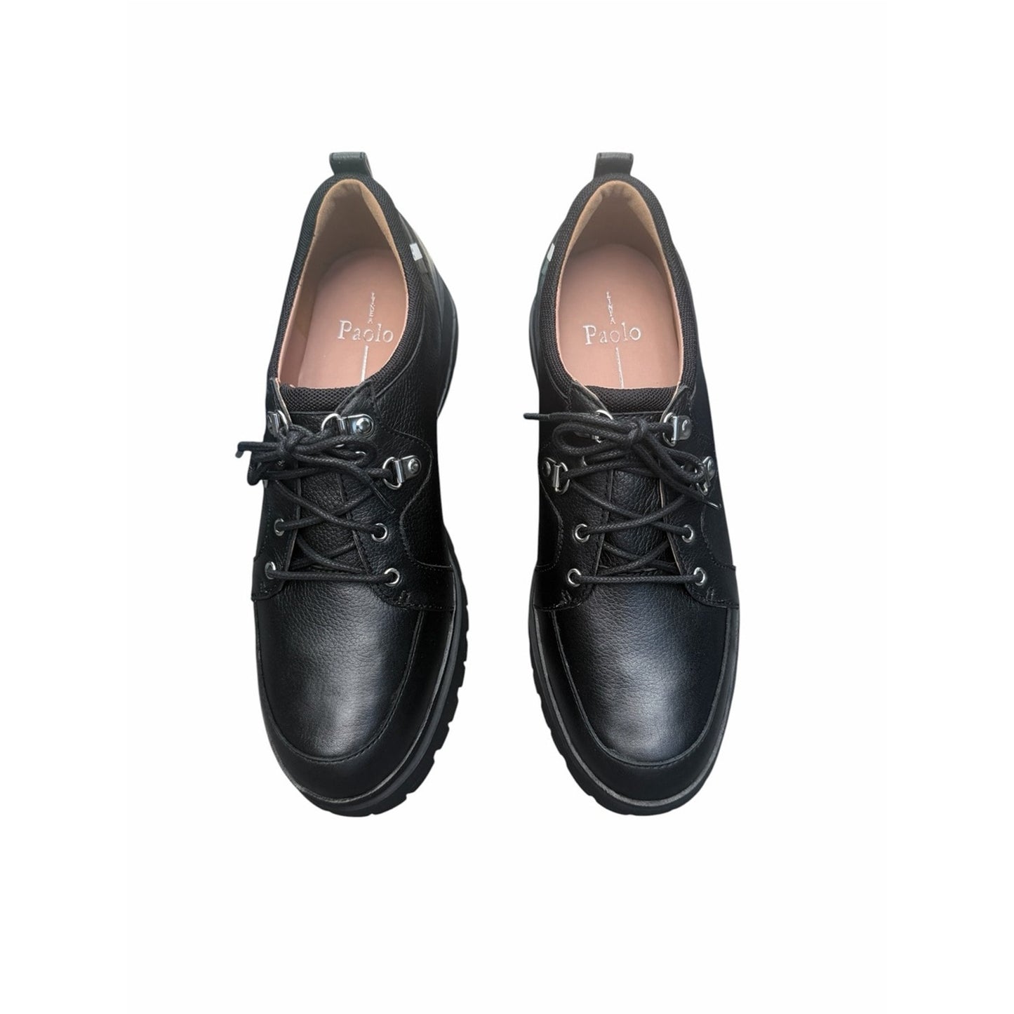 Paolo Rielo-L Black Leather Lug Sole Oxfords NIB Women’s 9M