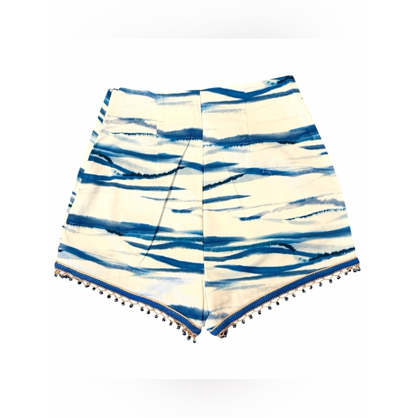 My Beachy Side Beaded Shorts Blue White High Rise Anthropologie Boho NWT Small