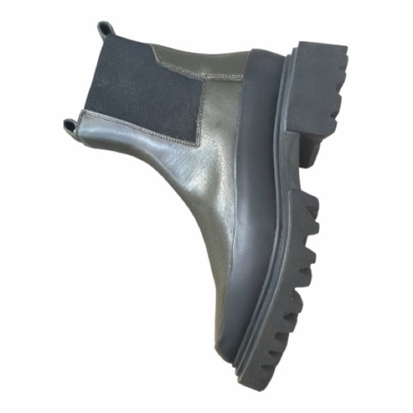 AllSaints Chunky Chelsea Boots Army Green Leather Lug Sole US 6 New