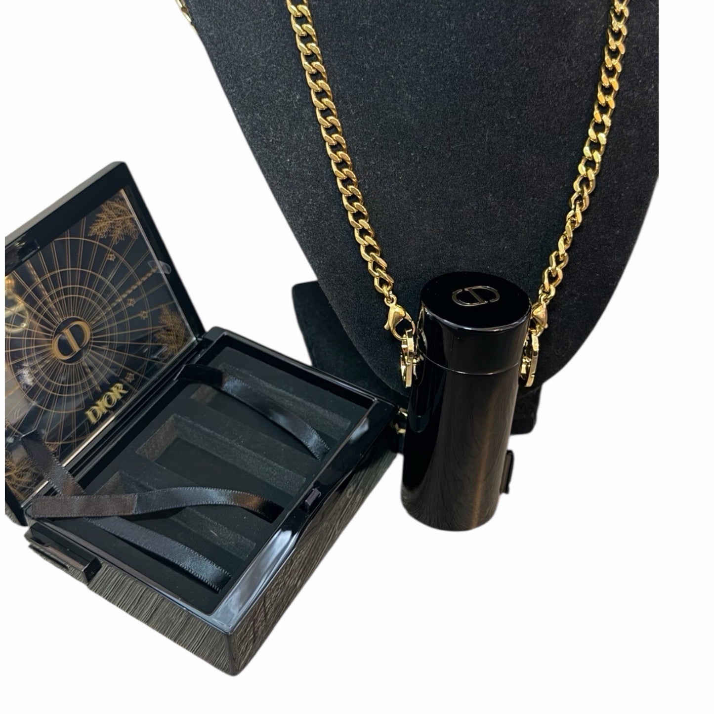 Dior Acrylic Lipstick Clutch Set w Chain + 4 Lipsticks + Duster + Box