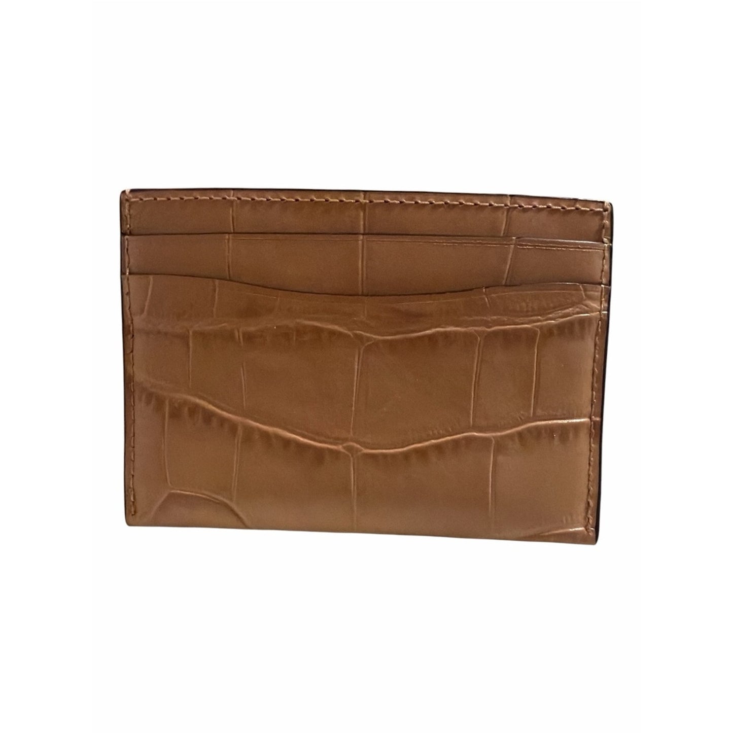 NWT Coach Essential Card Case Buff Croc Embossed Leather Card Holder