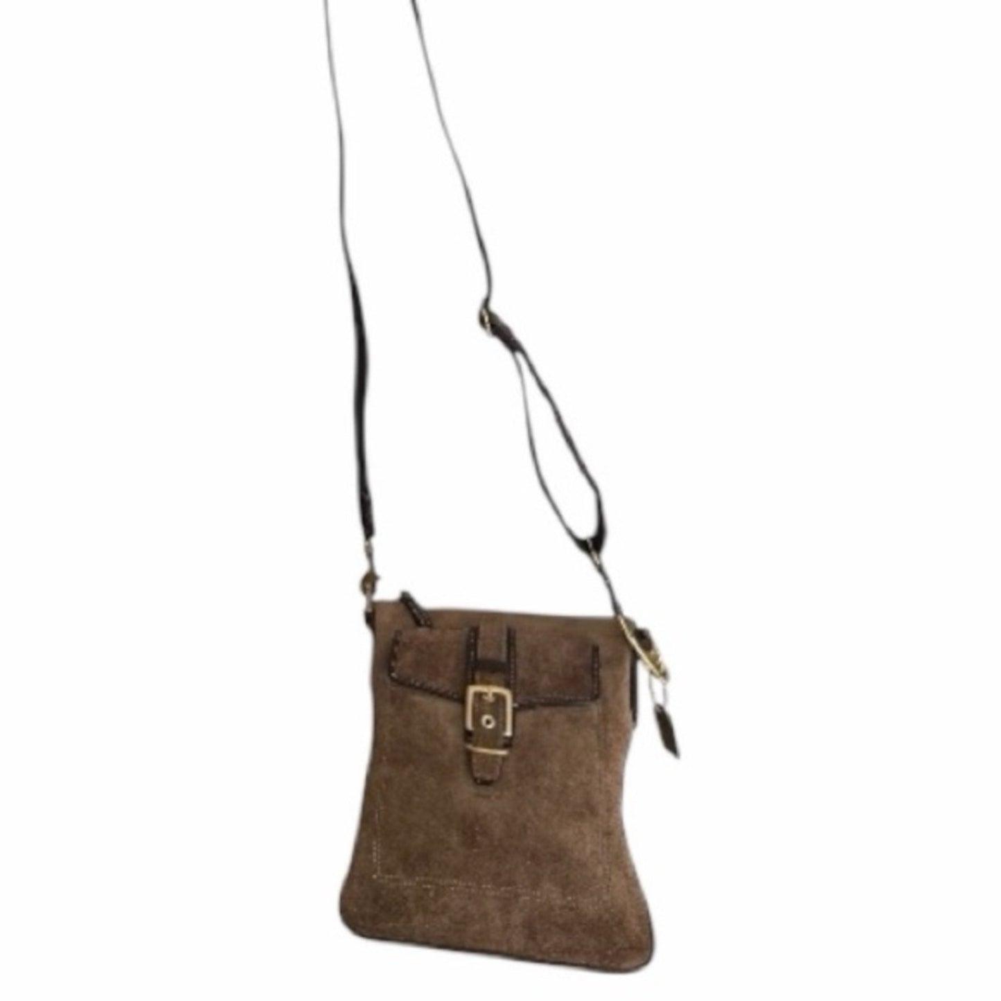 Vintage Coach Brown Suede Crossbody Bag Adjustable Strap