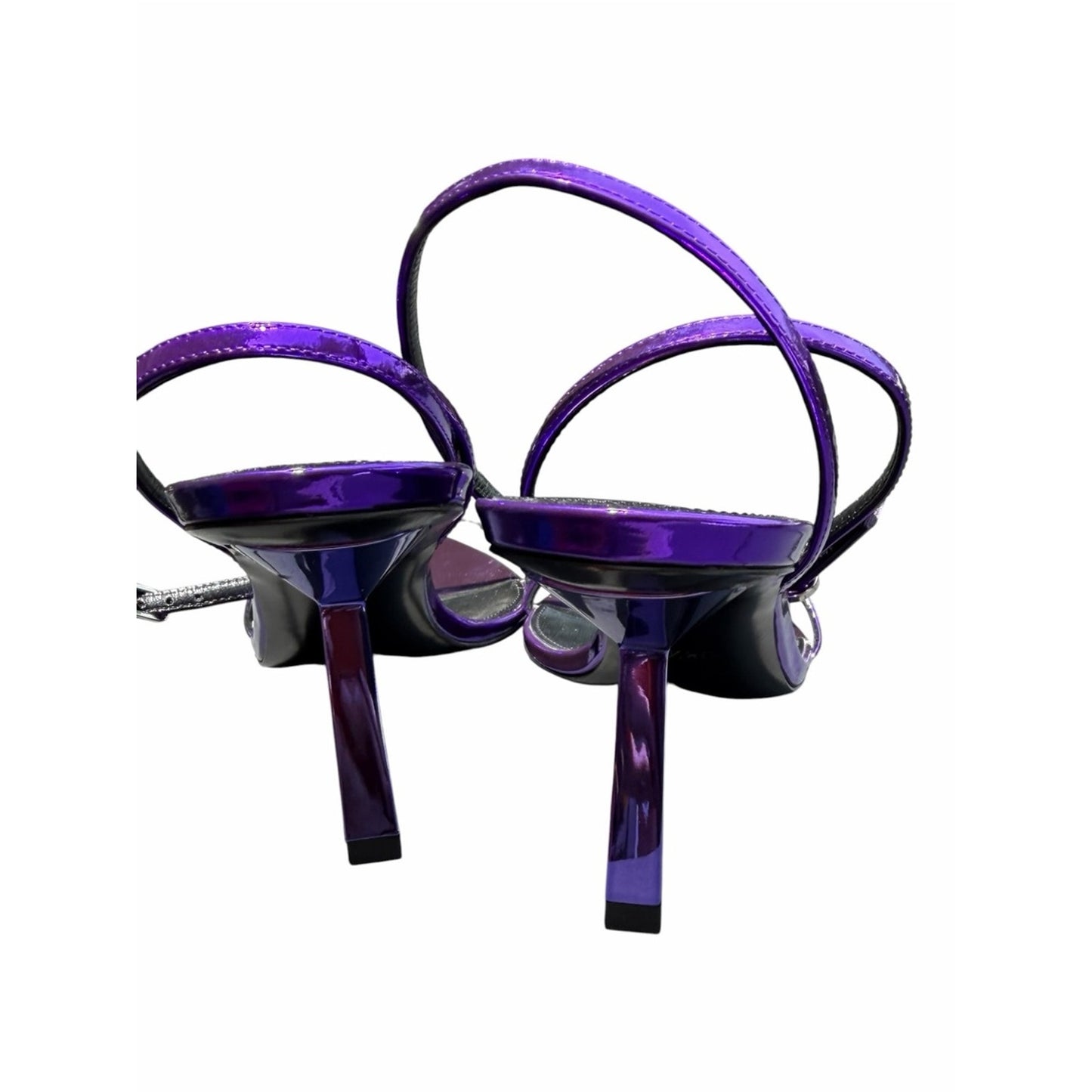 Saint Laurent Kitty 75 Metallic Plum Violet Sandals Heels 38.5 NIB