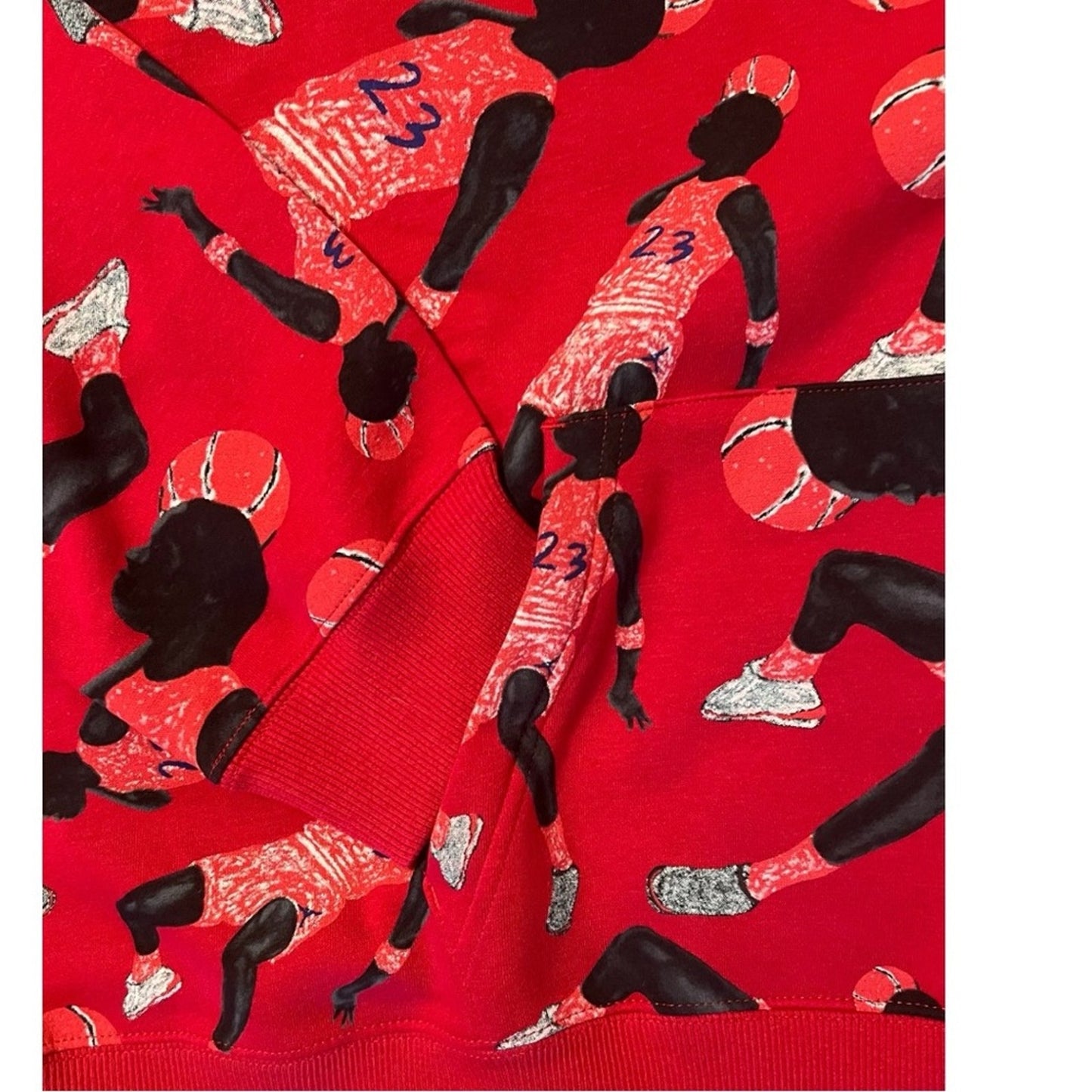 Jordan Nike Women's XL Hoodie NWT RedAll-over Basketball Player Print Loose Fit
