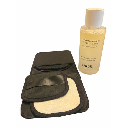 Dior Eye & Lip Makeup Remover + Reusable Pads Case Travel Set NEW