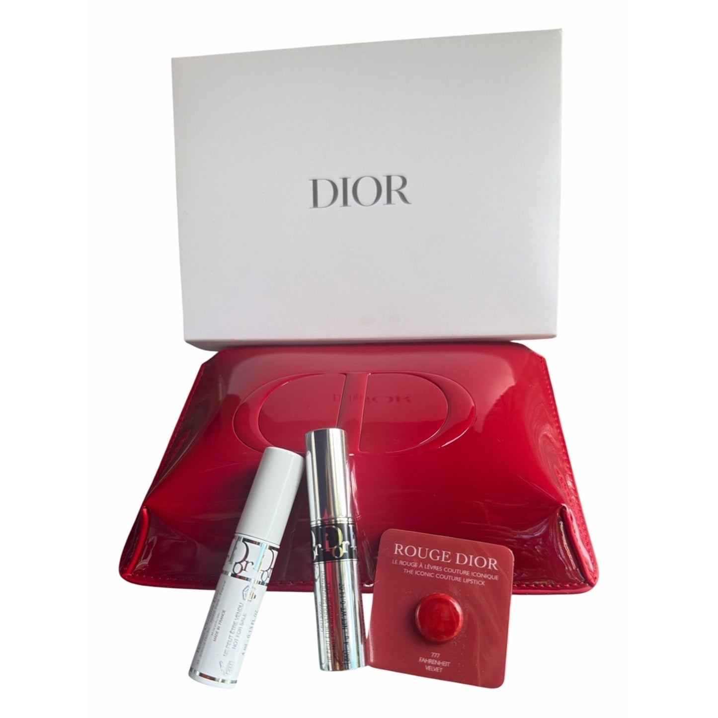Dior Beauty Gift Set Red CD Pouch, Mascara, Lash Primer +Rouge Dior 777 NIB