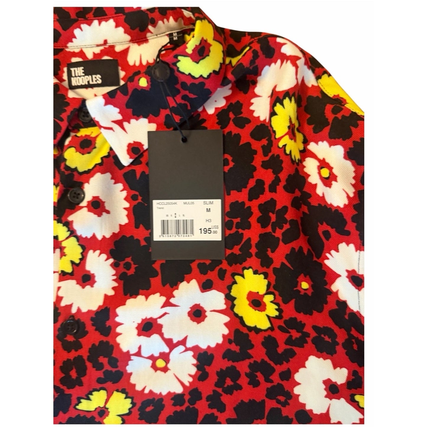 The Kooples Men’s M Animal Print Floral Button Down Shirt Slim Fit Unisex NWT