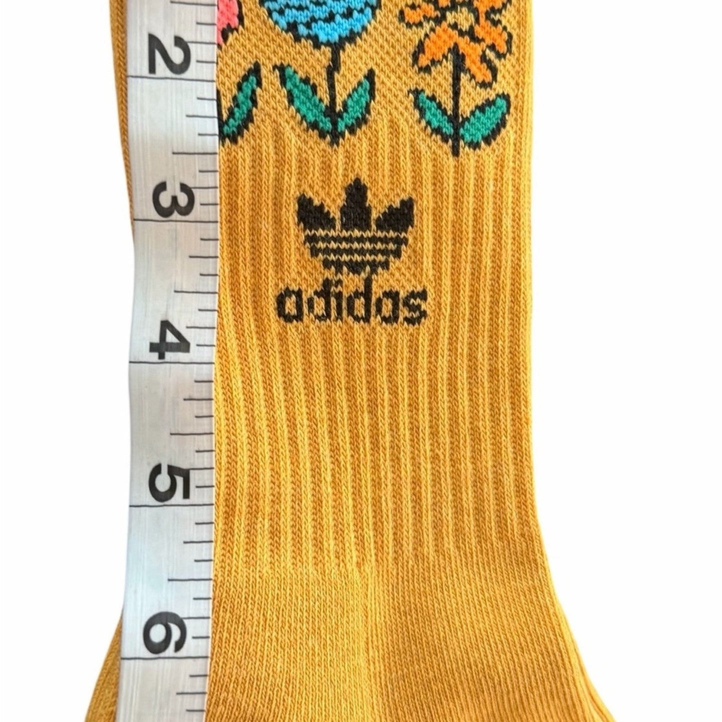 Adidas Originals Floral Crew Socks 3 Pack Women’s M Yellow Black White - NEW